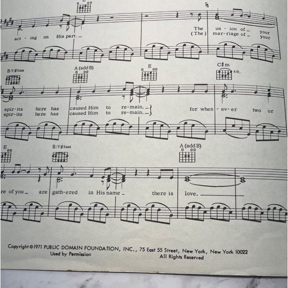 Wedding Song (There Is Love) 1971 Vintage Sheet Music - Picture 3 of 4
